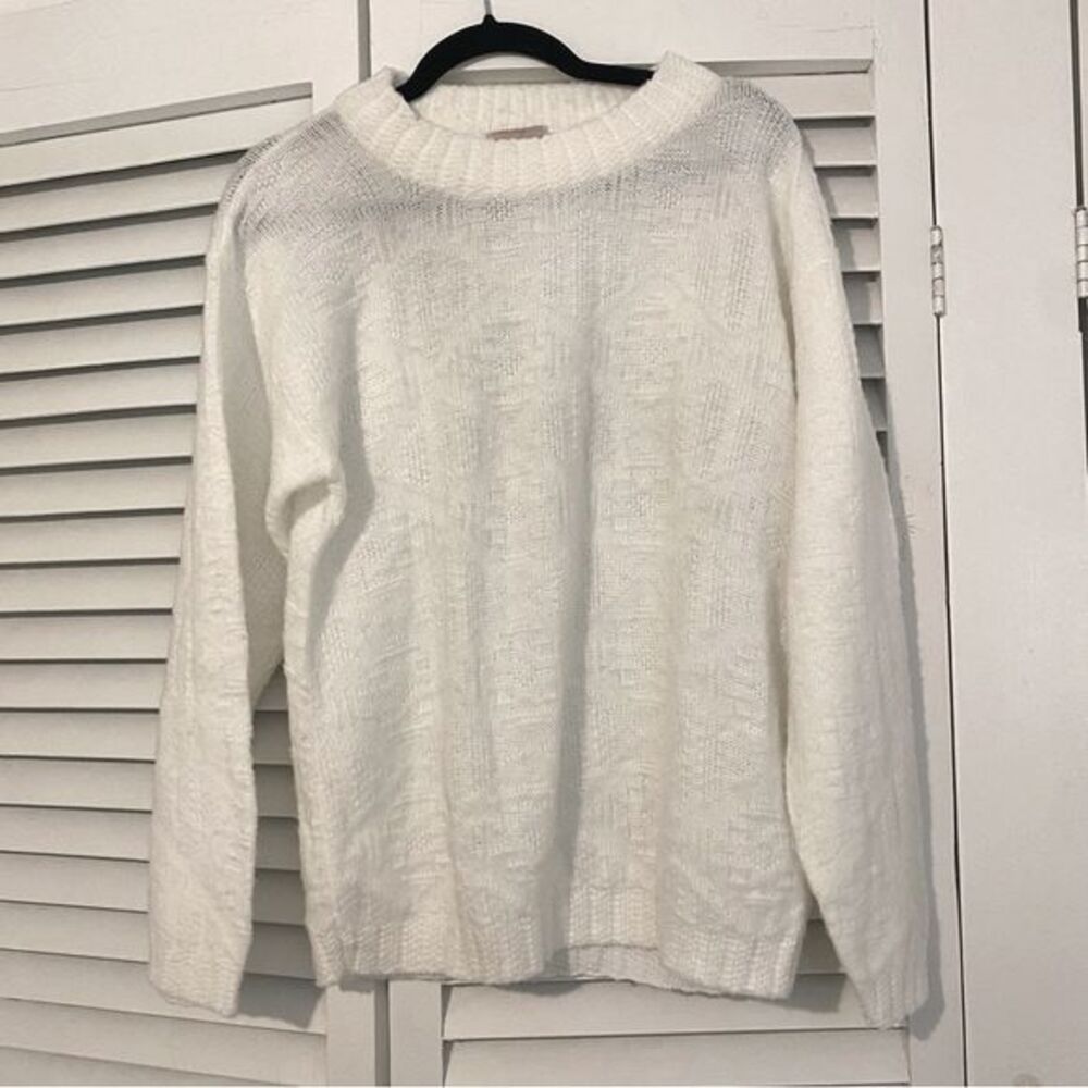 Vintage Spunky Made In USA size Medium White Chunky Grandpa Sweater